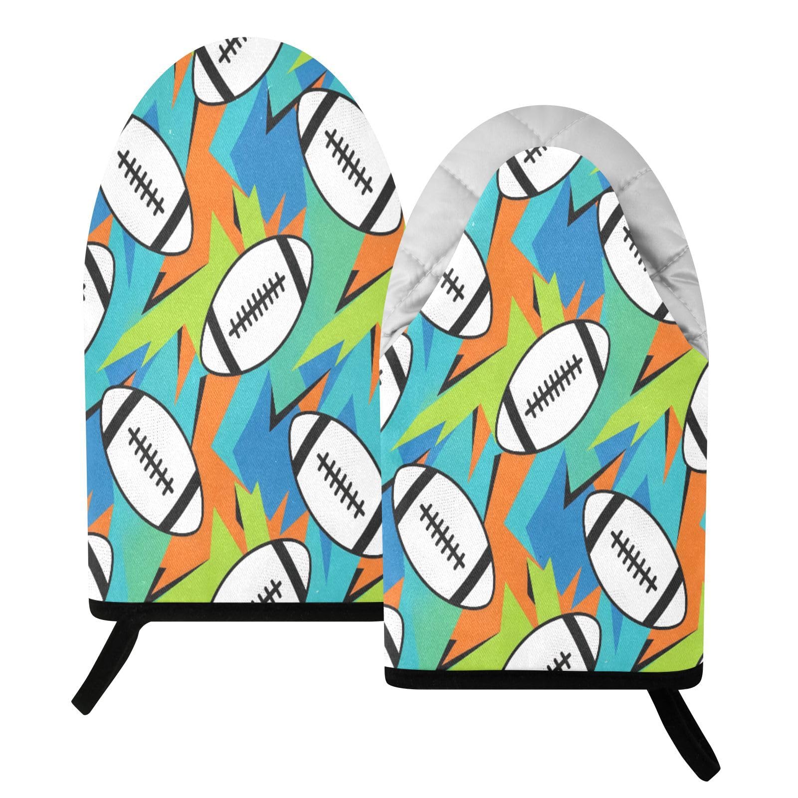 BURSTDDY Abstract Rugby Oven Mitt,Heat Resistant Kitchen Mitts for Cooking