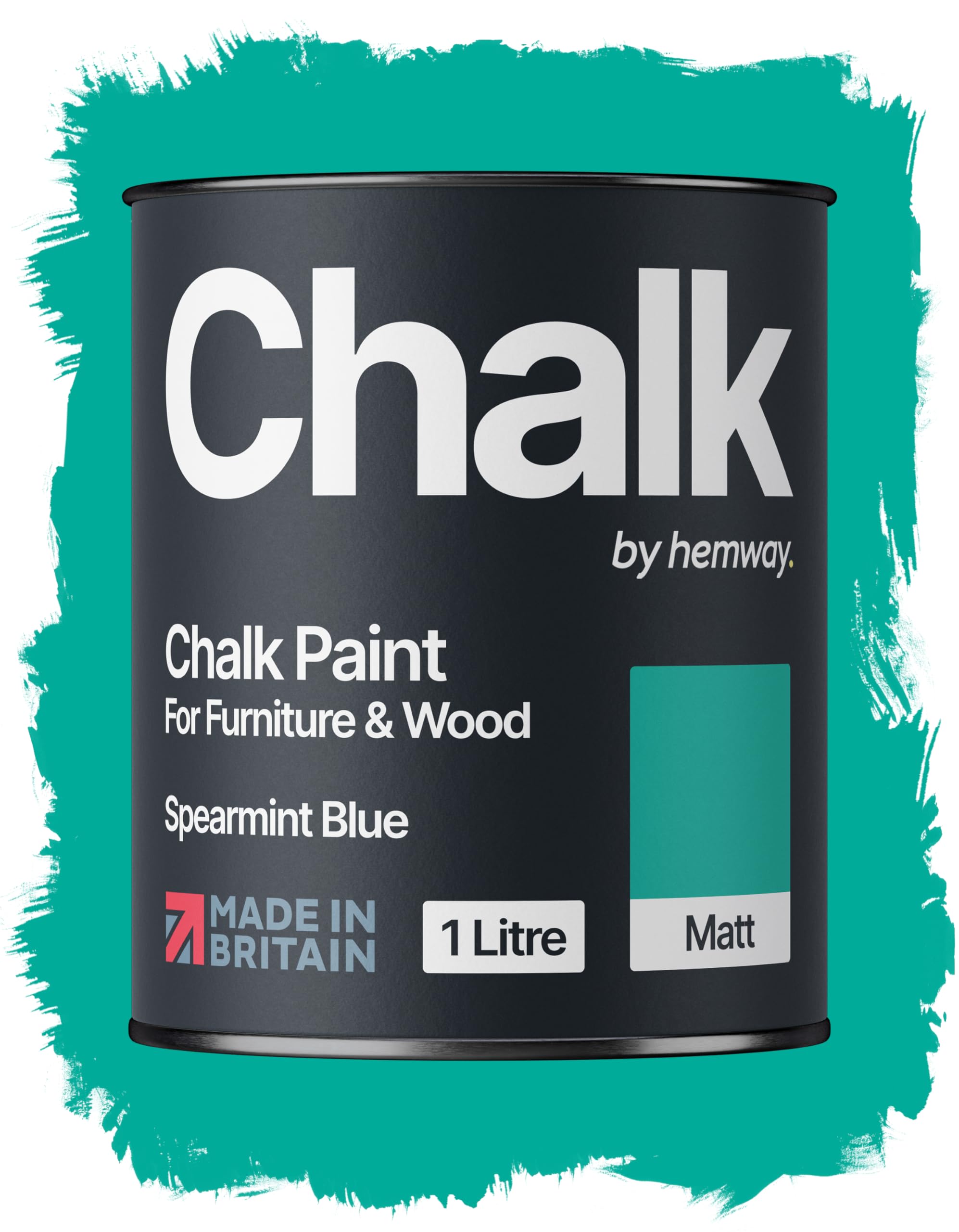 Hemway Spearmint Blue Chalk Paint 1L, Furniture Paint, Matt Finish Shabby Chic, Chalk Furniture & Walls, Quick Dry & 1 Coat