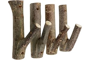 4Pcs Rustic Cabin Decor Wood Tree Branch Wall Hooks