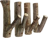 TSNAMAY 4Pcs Real Wood Tree Branch Wall Hooks - Rustic Farmhouse Coat Hooks with Bark, 2-3cm Trunk, Screws Included