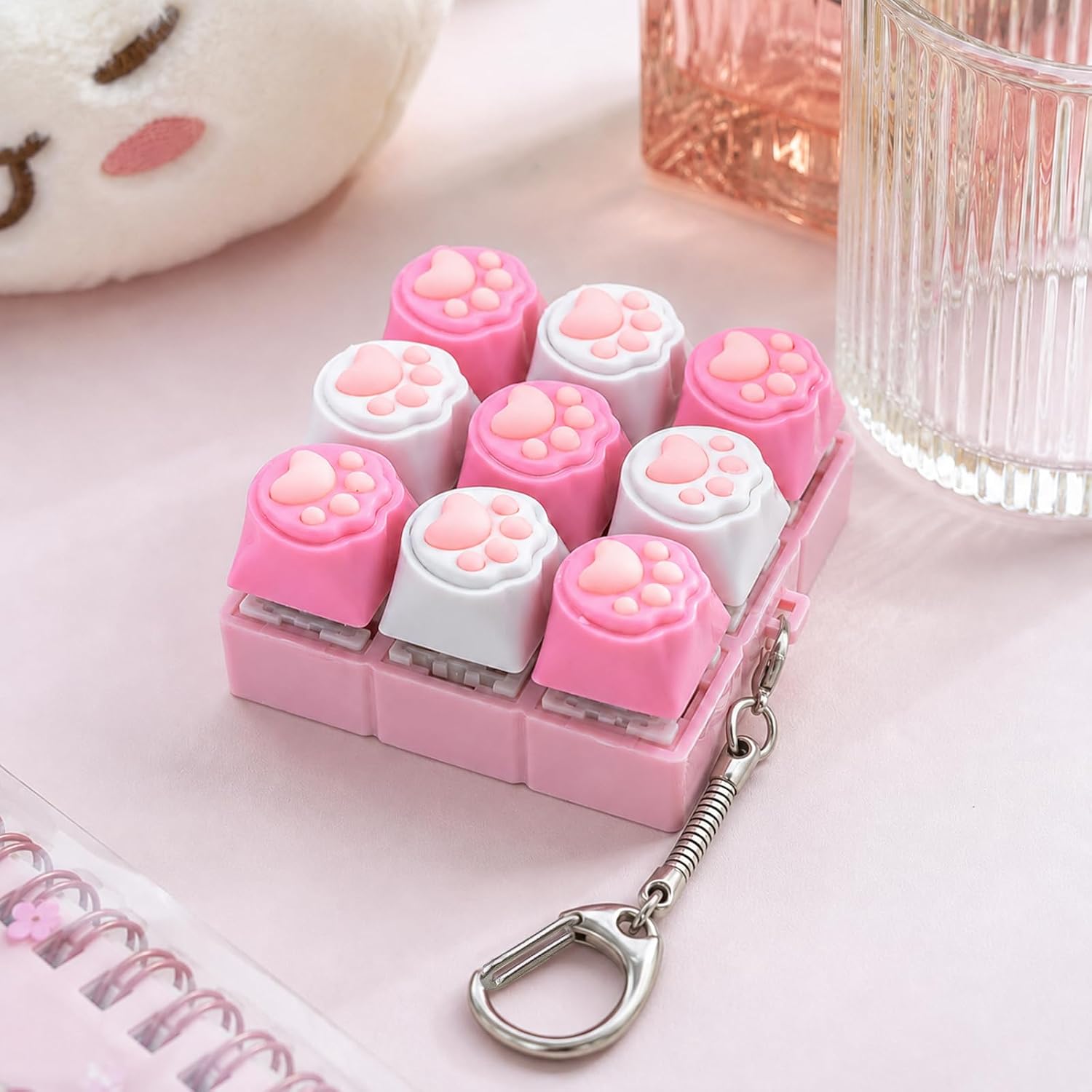 igvean Keyboard Fidget Keychain Colorful Clicker Keychain for Work Stress Relief Anxiety image 4