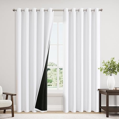 Miniatura 101 de ChrisDowa Cortinas 100% Opacas para Dormitorio con Forro Negro, 2 Capas Gruesas Totalmente Opacas con Aislamiento Térmico y Ojales, Cortinas de