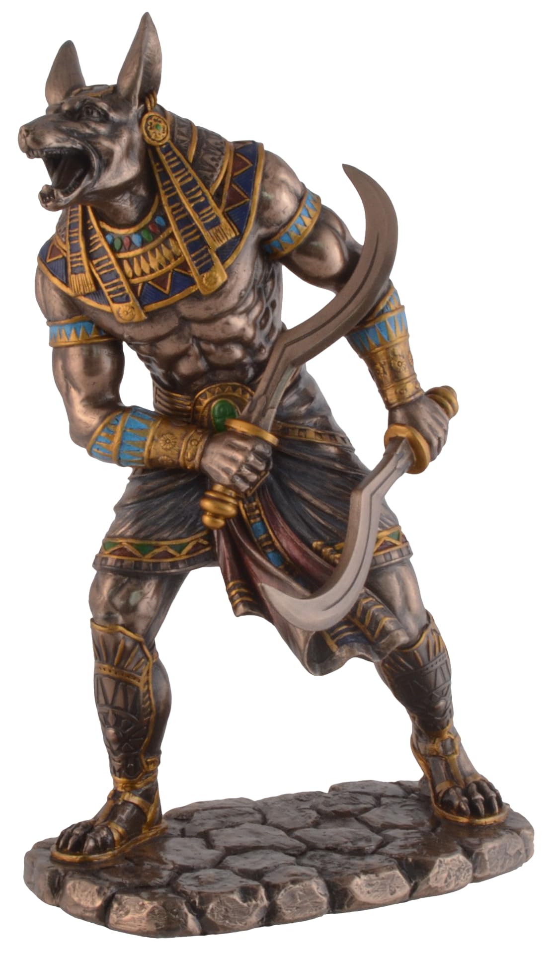 Vogler Joh. Vogler Gmbh Bronze Anubis Egyptian God Of The Dead With Sickle Swords, Hand D/Coloured, By Veronese