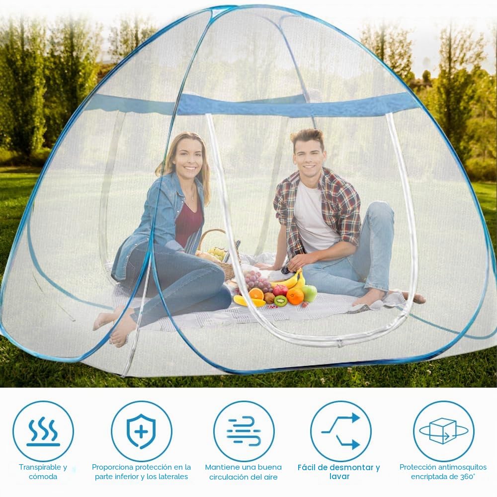 mizikuu Mosquitera para Cama, Plegable Mosquitera Tienda, Portátil Mosquito Cortina de Doble Puerta, Agujeros Finos, 180*200cm, Tienda Emergente de Mosquitera para Aire Libre, Cámping, el Dormitorio