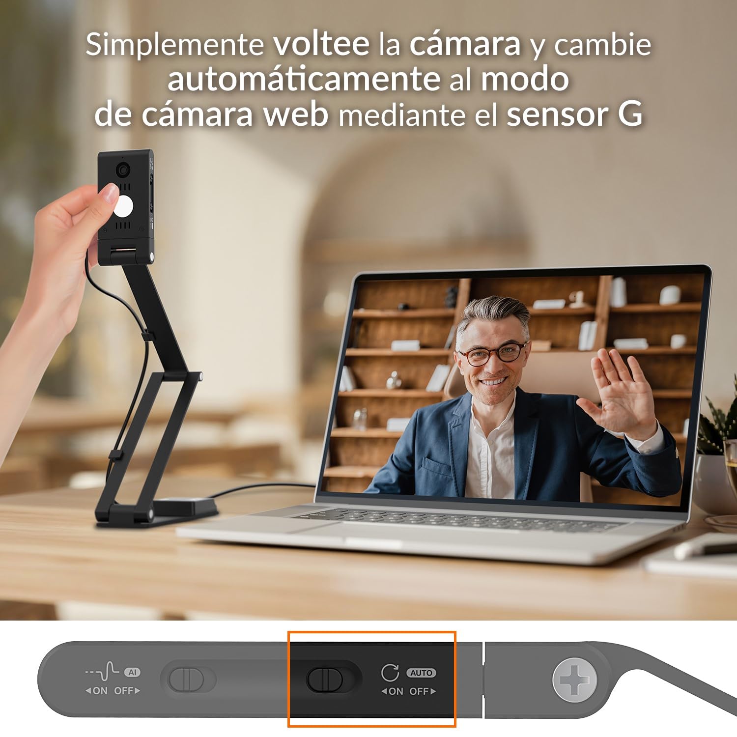 Innex DC500 USB 4K Cámara de Documentos, Webcam y Escáner 3 en 1 de 16MP | Micrófono con Cancelación de Ruido, Enfoque Automático dual, LED, OCR para educación a distancia en Win/Mac/Chromebook
