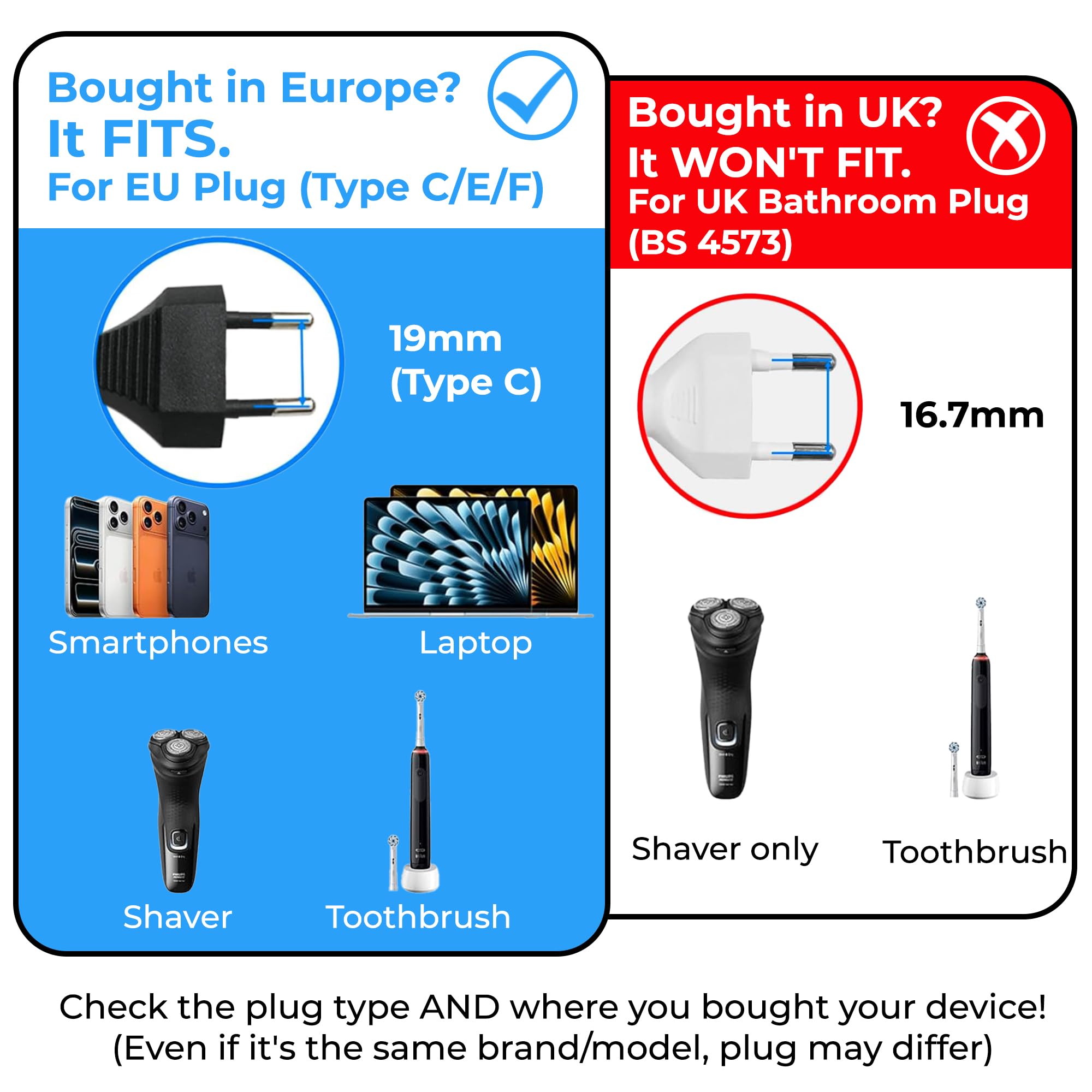 Double Dragon EU to UK Plug Adapter | European 2-Pin to UK 3-Pin Travel Adapter | Schuko & Europlug from France, Germany, Spain, Italy to UK Socket | BS8546 Certified, 13A Fused – White (1 Pack) — view 5