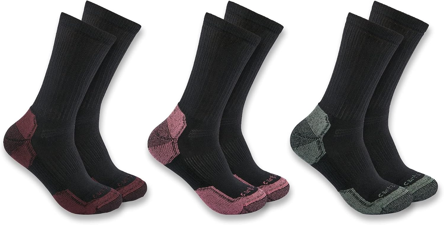Carhartt Women's Midweight Cotton Blend Crew Sock 3 Pack
