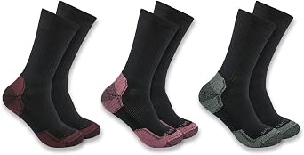 Carhartt Womens Midweight Cotton Blend Crew Socks 3-Pack
