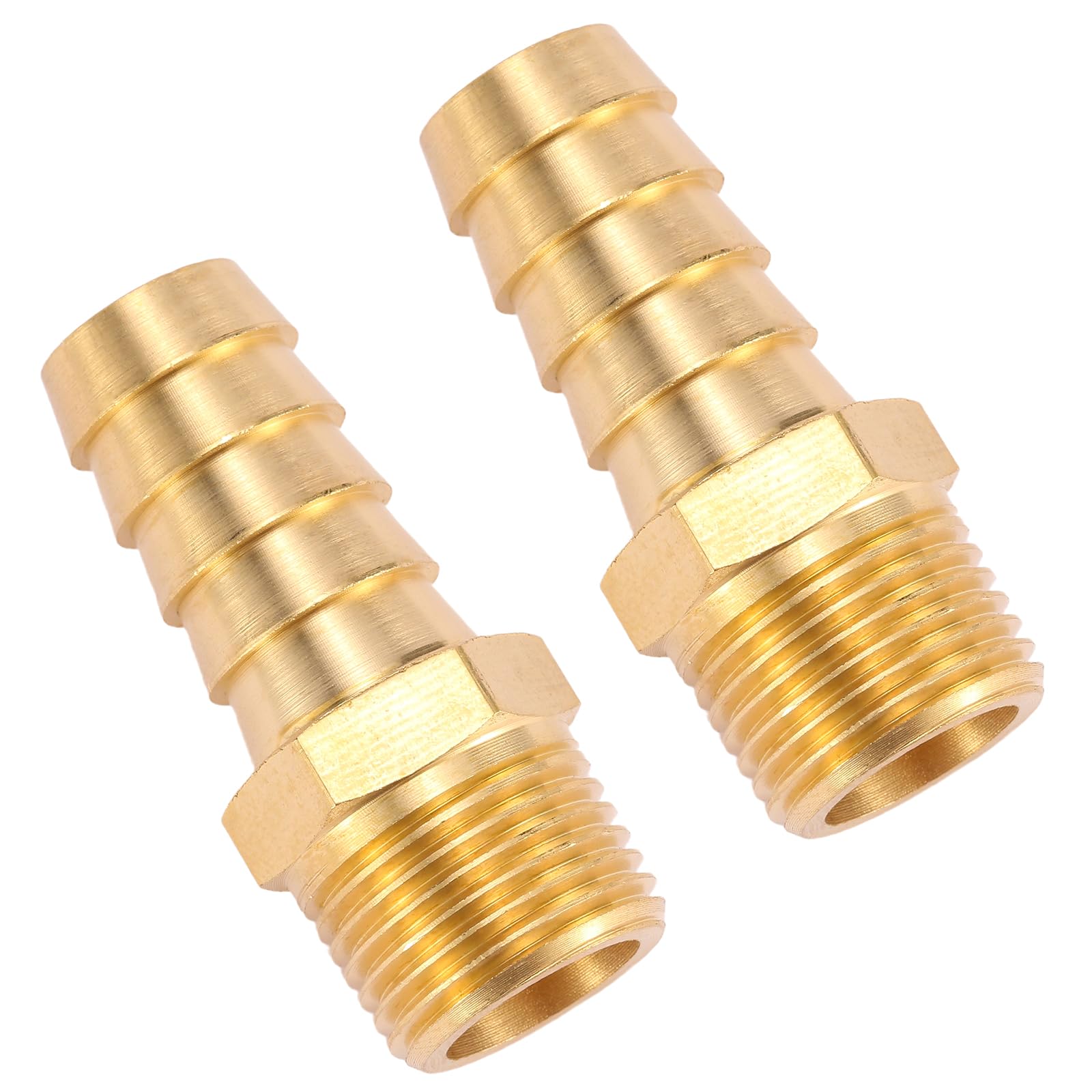 2 Pack Brass Hose Barb Fittings, 1/2" Barb x 3/8" NPT Male