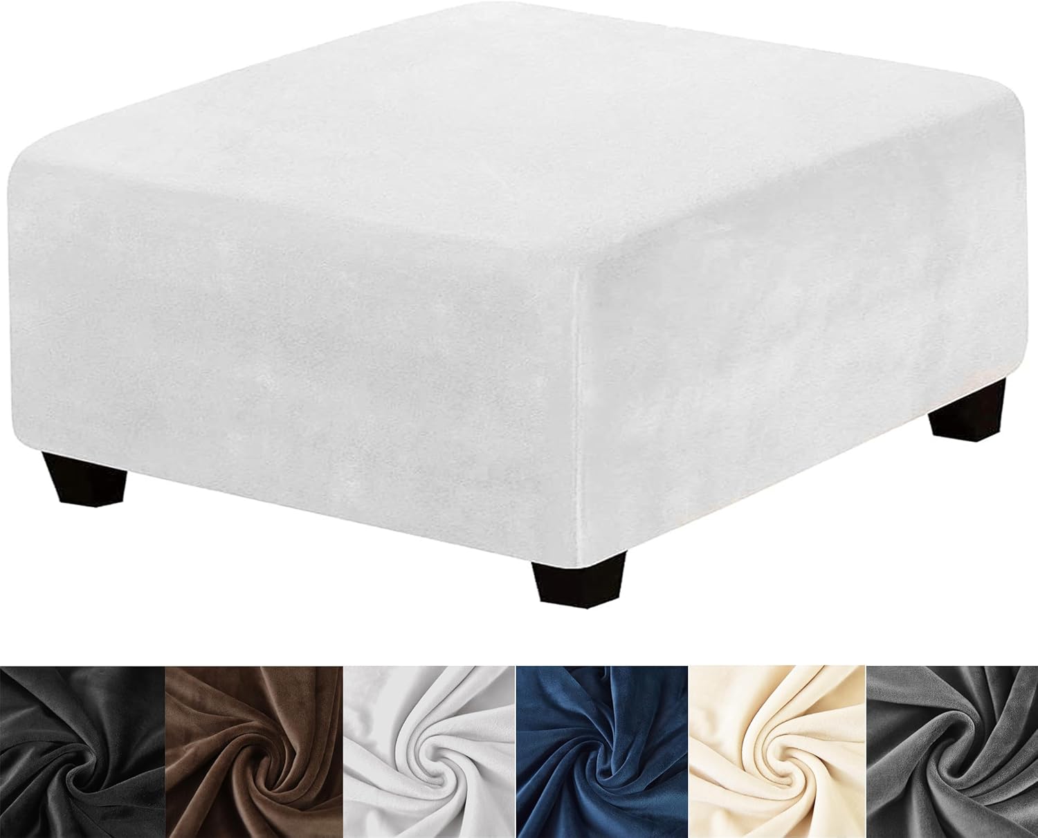 HFCNMY Ottoman Cover Square,Stretch Velvet Square Ottoman