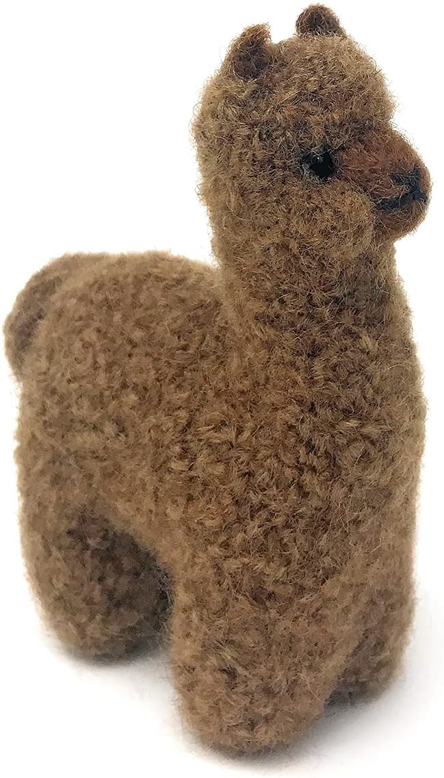 Inca Fashions - Felted Lifelike Alpaca Figure & Ornament, Handmade from 100% Alpaca Wool Yarn (Dark Brown)