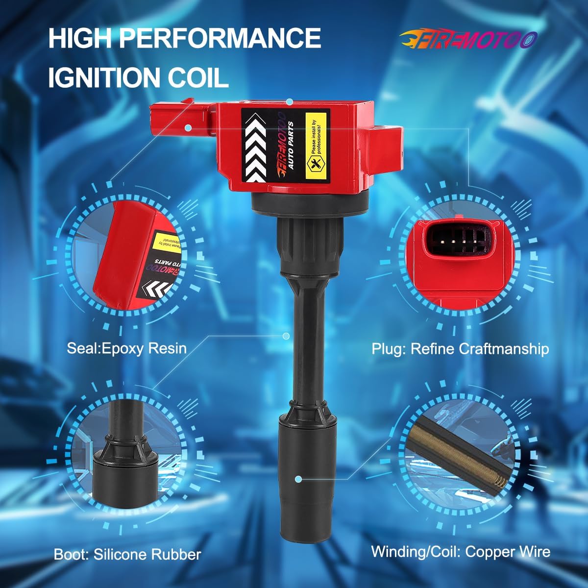 Pack of 4 Ignition Coil Pack Compatible with Chevy Camaro Colorado Malibu Impala GMC Acadia Cadillac ATS CTS Buick Envision 2.5L 2.0L UF680 12654078 25202791 Red