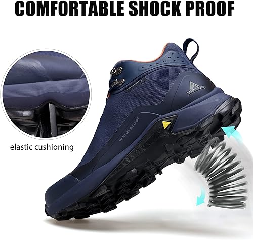 Miniatura 5 de HUMTTO Botas de senderismo todo terreno para hombre, impermeables, ligeras, con suela de goma, antideslizantes, botas de senderismo para exteriores,