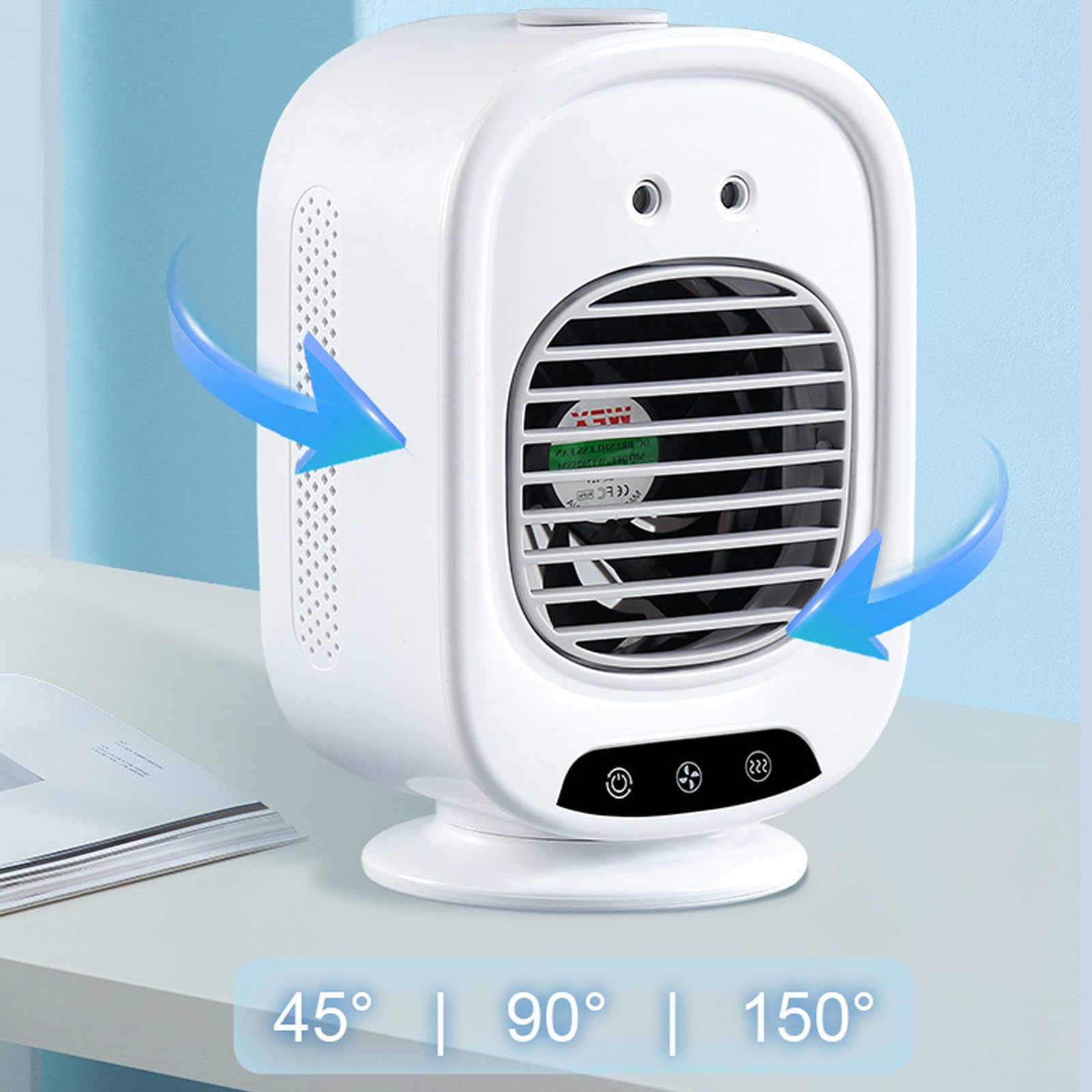 Ventilatore Portatile Multifunzionale Ventilatore da Tavolo Ricaricabile Tramite USB Struttura in plastica Adatto a Studenti Viaggiatori e campeggiatori Presente nebulizzazione Portatile