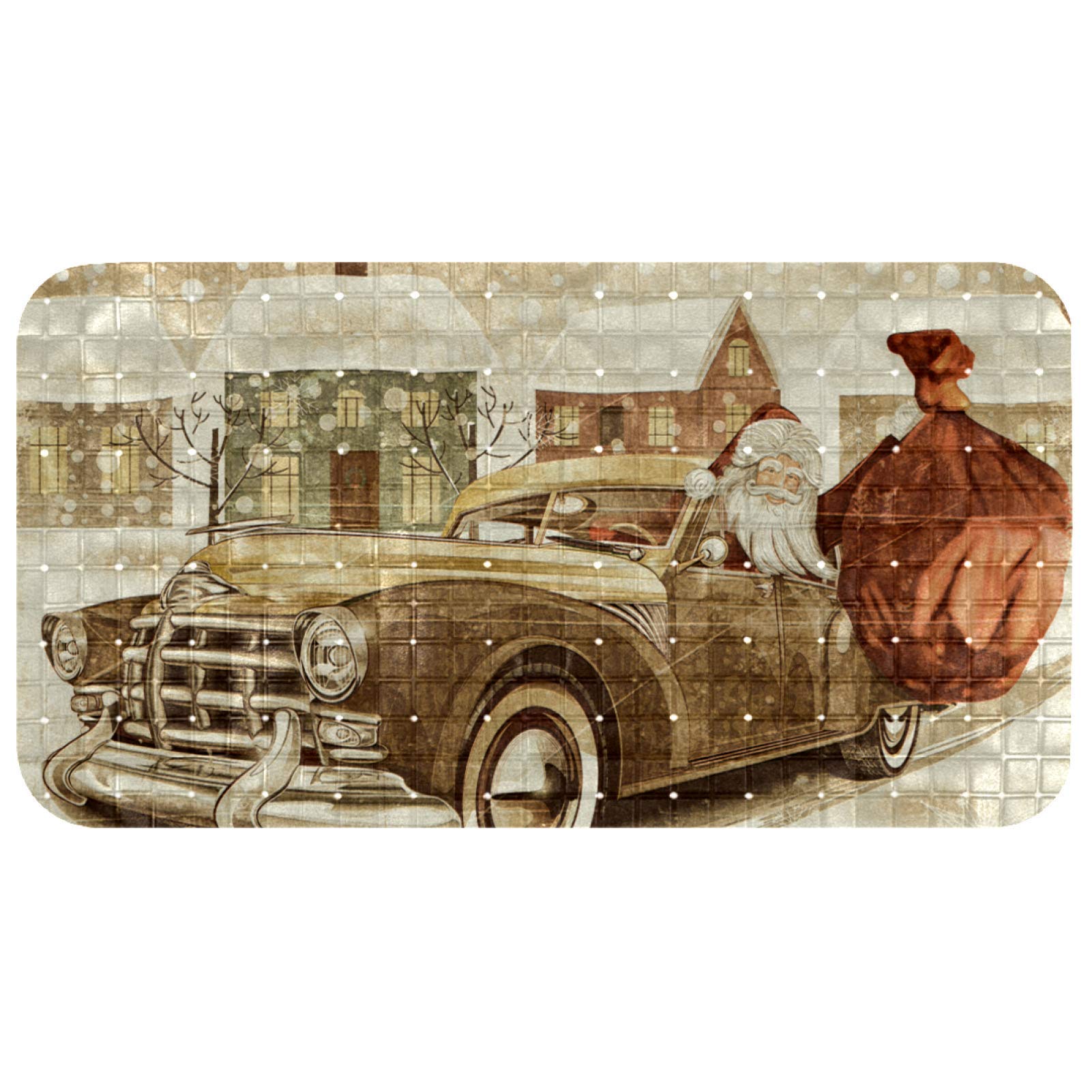 Tapis de bain pour bébé Bennigiry motif Père Noël antidérapant et non toxique 37x68 cm