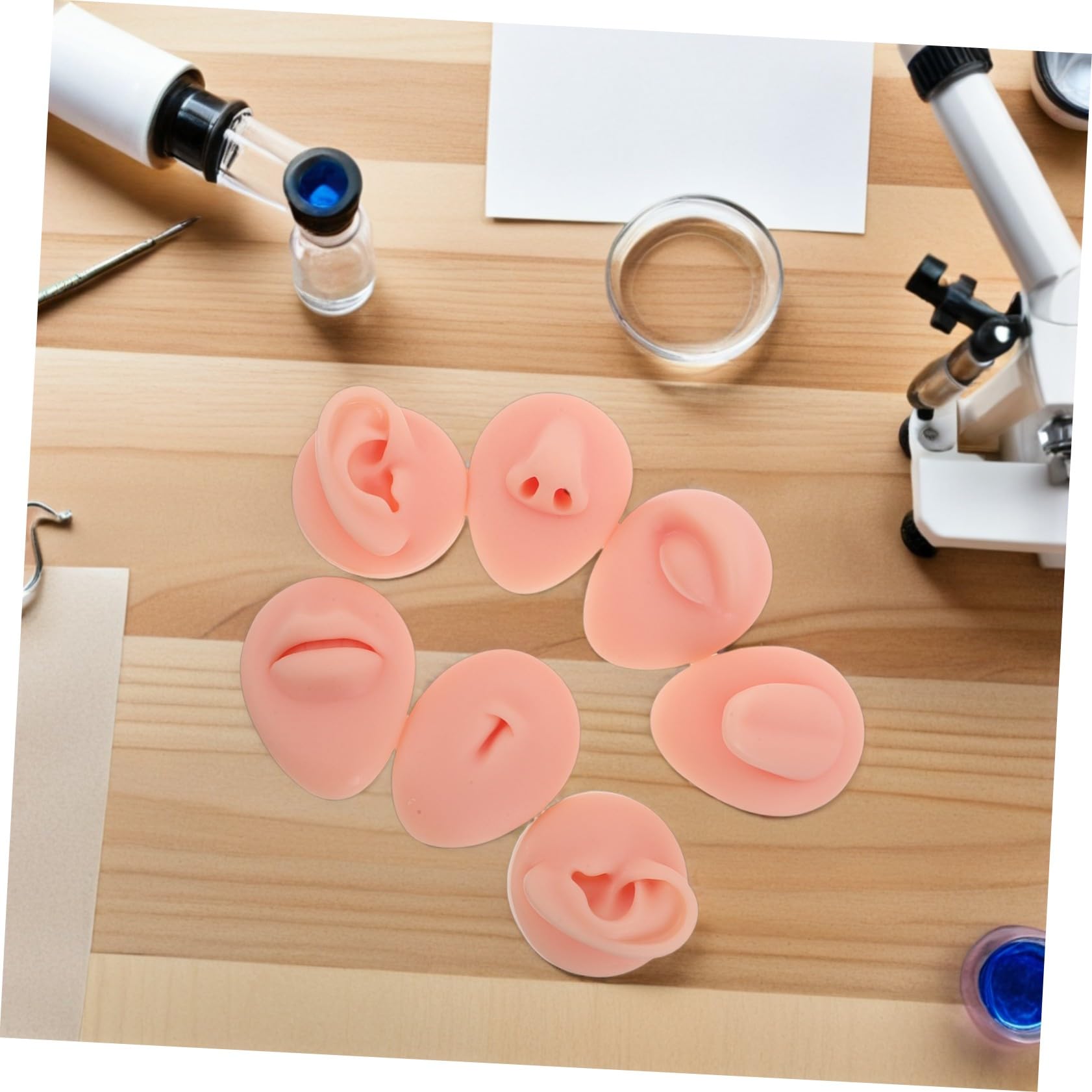 Softes Silikon Piercing Übungsset mit Realistischen Körperteilen Ohr Nase Mund Bauchnabel Vielseitiges Trainingsmodell für Präzise Piercing Techniken Wiederverwendbar und Leicht