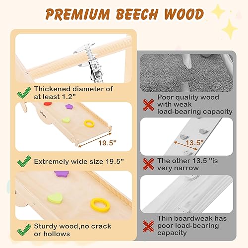 Miniatura 6 de INFANS Juguetes de escalada 7 en 1 para niños pequeños, juego de escalador de cubo Montessori de madera mejorado con rampa reversible, escalera