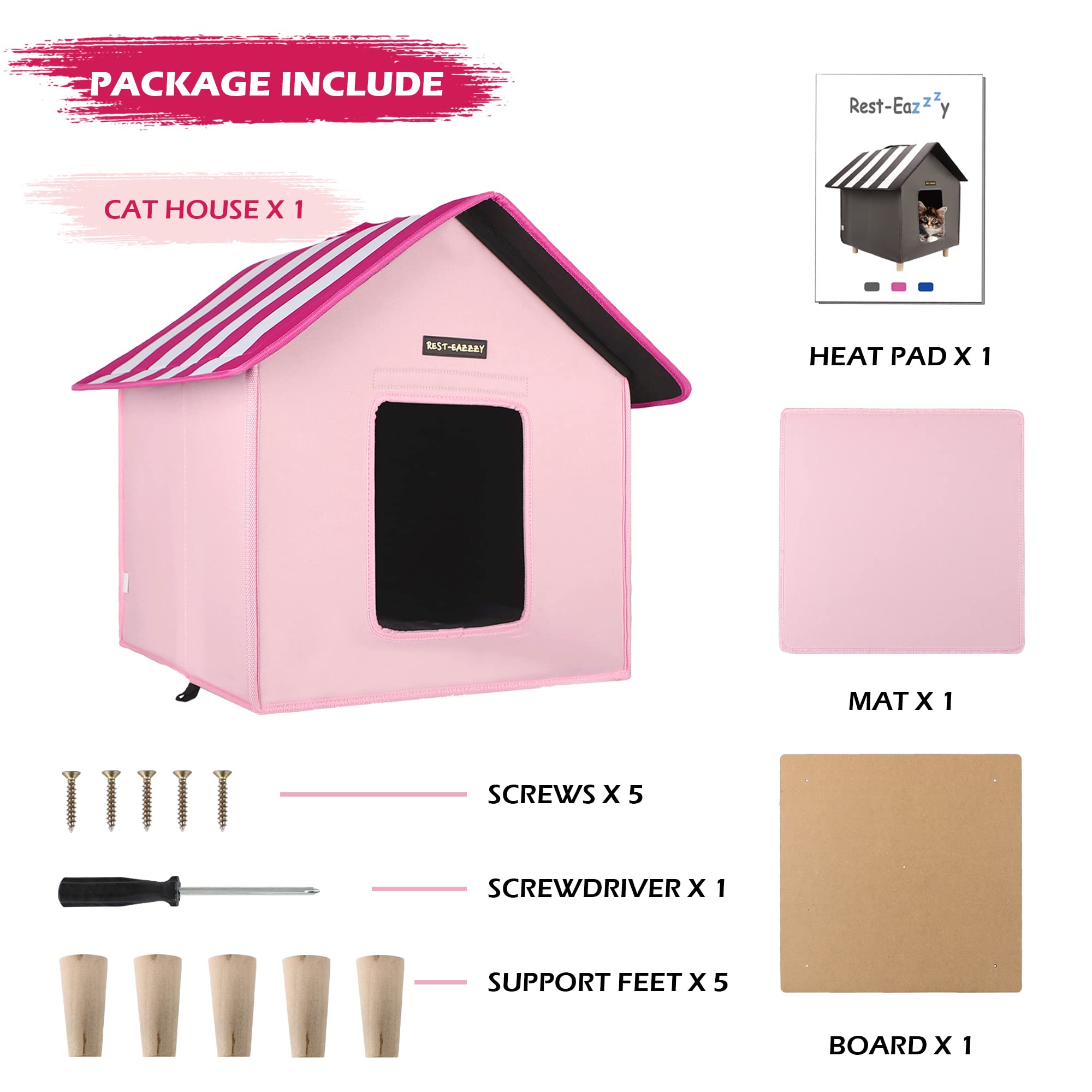 RestEazzzy Cat House, Outdoor Cat Bed with Portable Handle