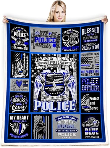 Manta de regalos de policía, regalos de cumpleaños de jubilación de policía para hombres, regalos de línea azul fina, regalos de graduación de la disponible en Yaxa Peru