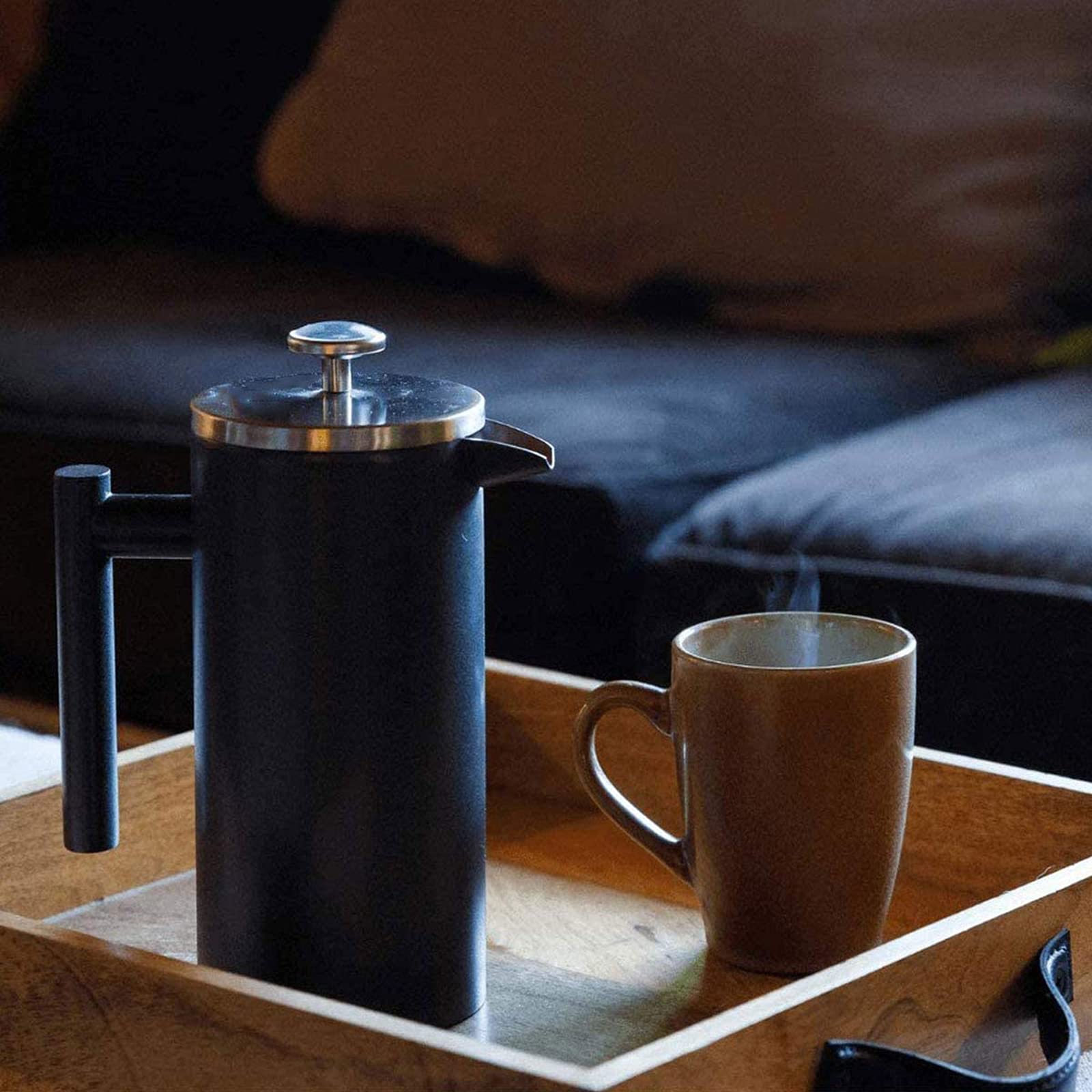 Cafetiere French Press ekspres do kawy, stal nierdzewna podwójna ścianka odporny na ciepło dzbanek do kawy na dobrą kawę w domu i biurze, 350 ml
