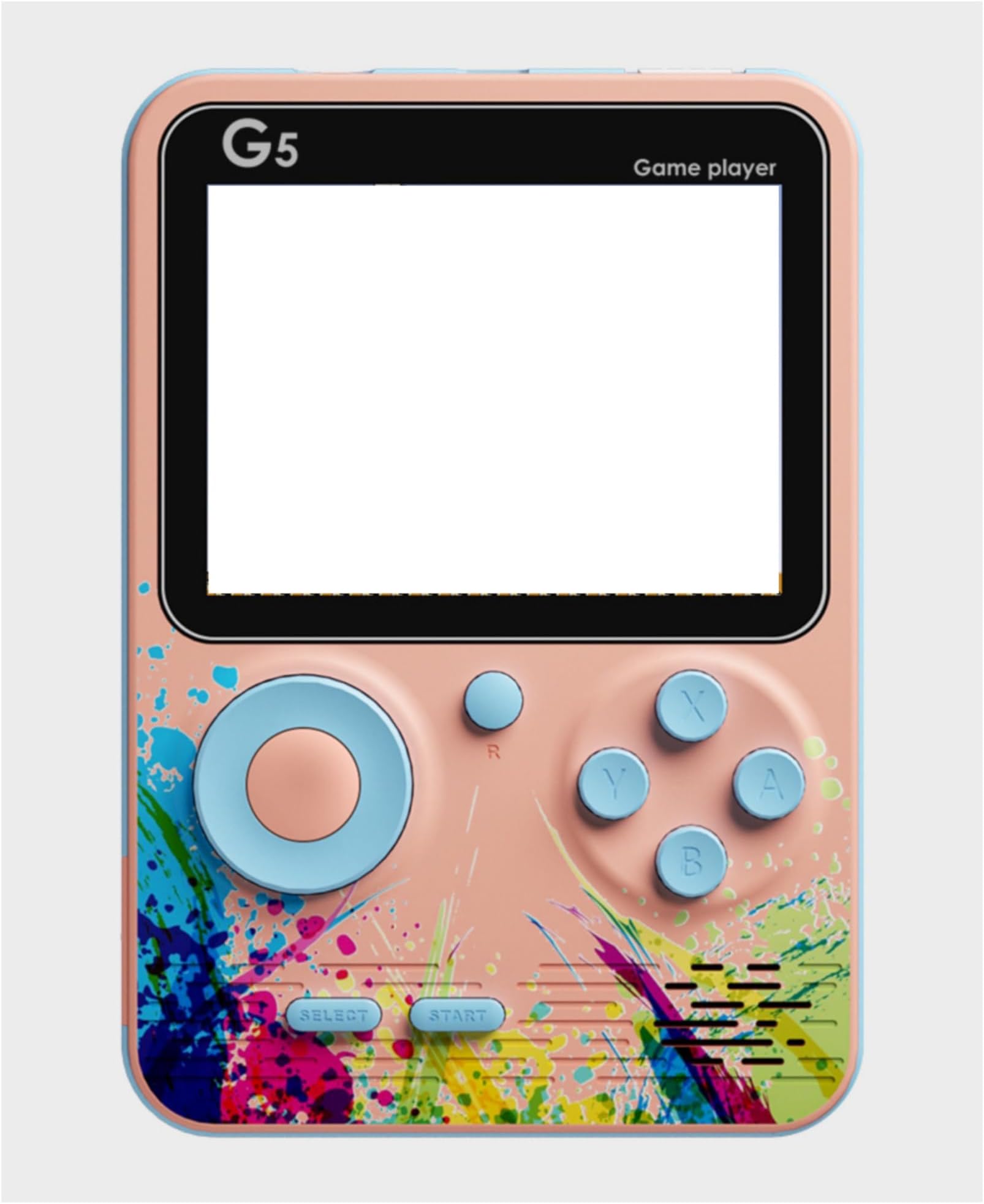 G5 500 in 1 Retro Video Game Box Only for 1 Player, Handheld Classical Game PAD Can Play On TV, 500 Games Like Contra, Tank, Bomber Man Etc. (Pink Blue)