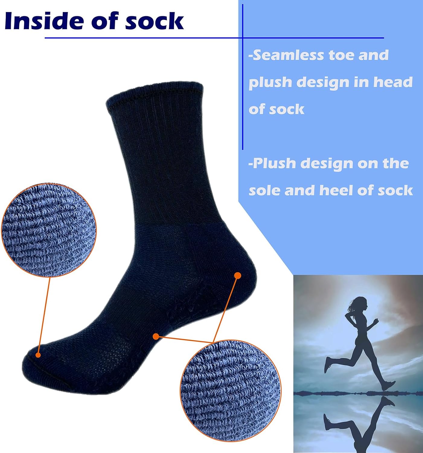 Hycome 4Pairs Socks Sport Running Calf Socks Performance Cushioned Breathable Crew Socks for Men Women - Image 4