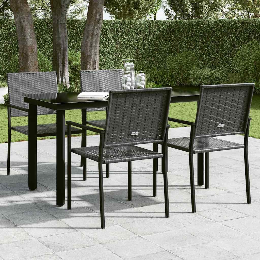 Robuster Esstisch aus Stahl und Glas für Garten Terrasse und Balkon mit schwarzem Stahlrahmen und Glasplatte 140x70x74 cm minimalistischer Gartentisch für draußen