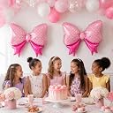 Pop The Party Large Pink Bow Foil Balloon Decoration for Baby Shower | Girl Birthday | Bowtie Balloon Party Decoration (Pack of 2) gallery image