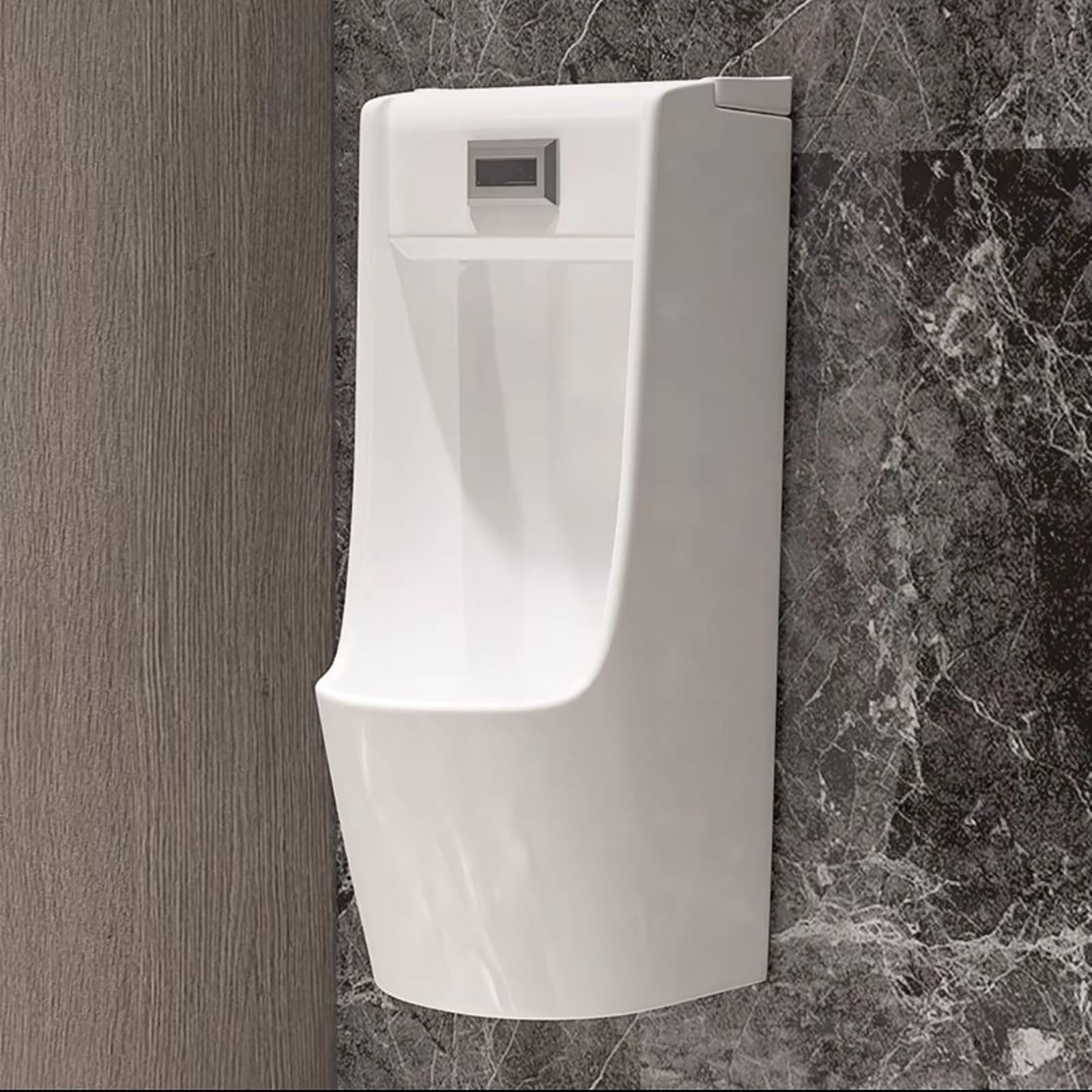 FHRKA Gtzly Automatic Sensor Urinal Wall Mounted, Men's Bathroom Ceramic Urinal Spill Proof, Touchless Flush, Water Saving (White)
