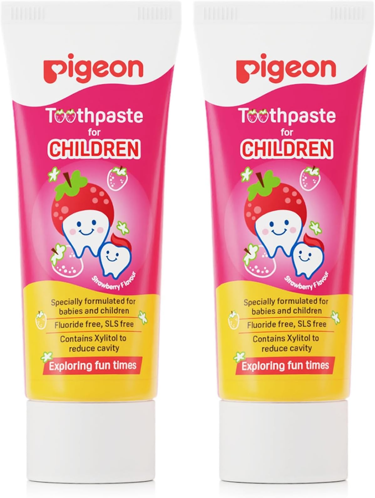 Strawberry Toothpaste for Babies & Children 45 g (Pack of 2) | Fluoride Free & SLS Free | Gentle Daily Oral Care for Kids