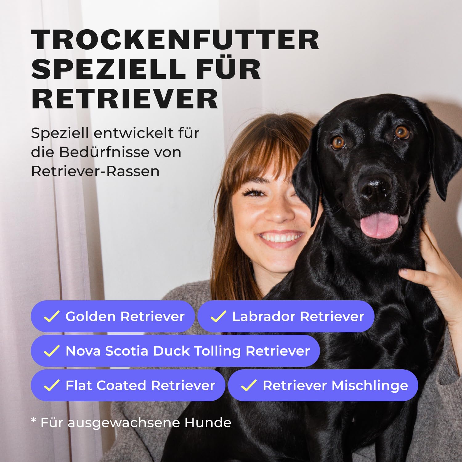 HEY HOLY Set 7 kg Trockenfutter & 1 x 200 g Snacks für Retriever 100% getreidefrei | Hundefutter & Leckerlis für ausgewachsene Retriever mit Lamm | Hochverträglich aus natürlichene Zutaten