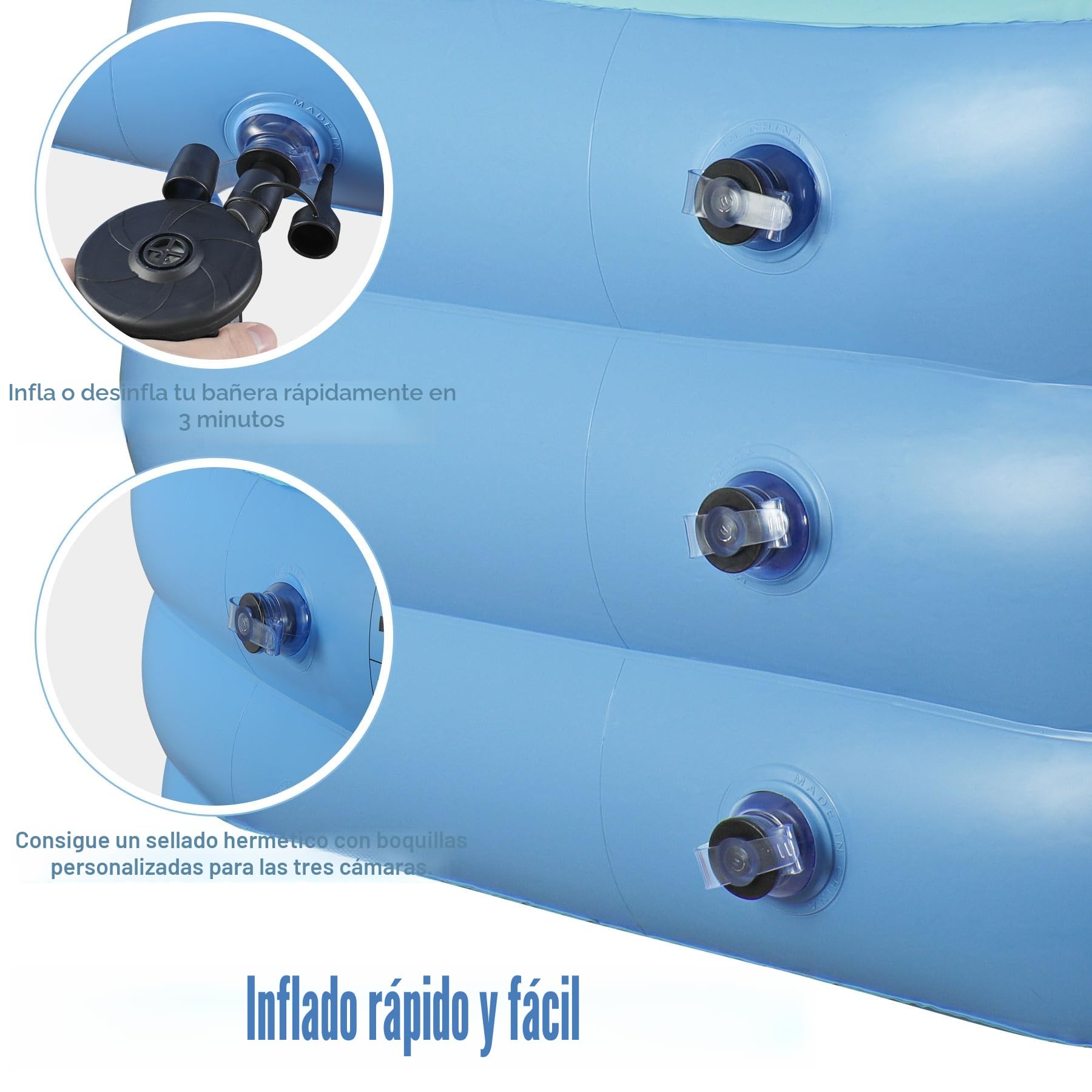 NArra Bañera hinchable para adultos, plegable de plástico para ducha, portátil, independiente, interior y exterior, fácil de inflar con bomba