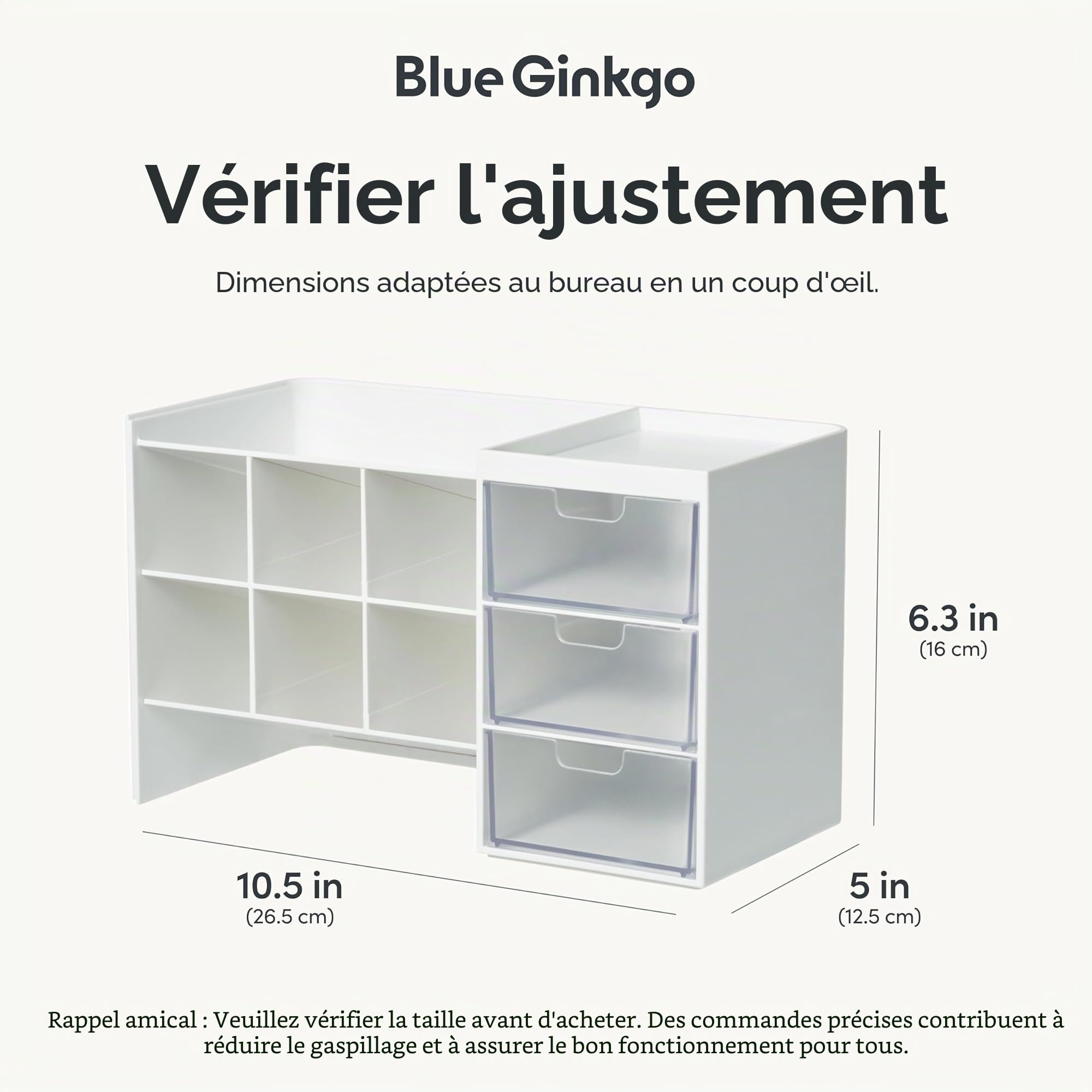 BLUE GINKGO Hive Stack Desk Organizer – Porte-stylos empilable avec tiroirs – Rangement bureau, fournitures scolaires, maquillage (Fabriqué en Corée, Blanc Transparent)