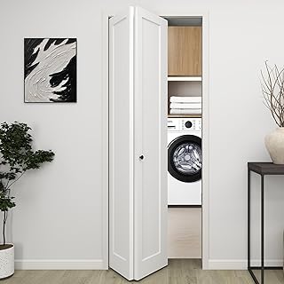 BarnSmith 30 in.x 80 in. Bifold Barn Door, 1 Panel White Primed Bifold Closet Door, Hollow Core Interior Barn Doors with Hardware Kit