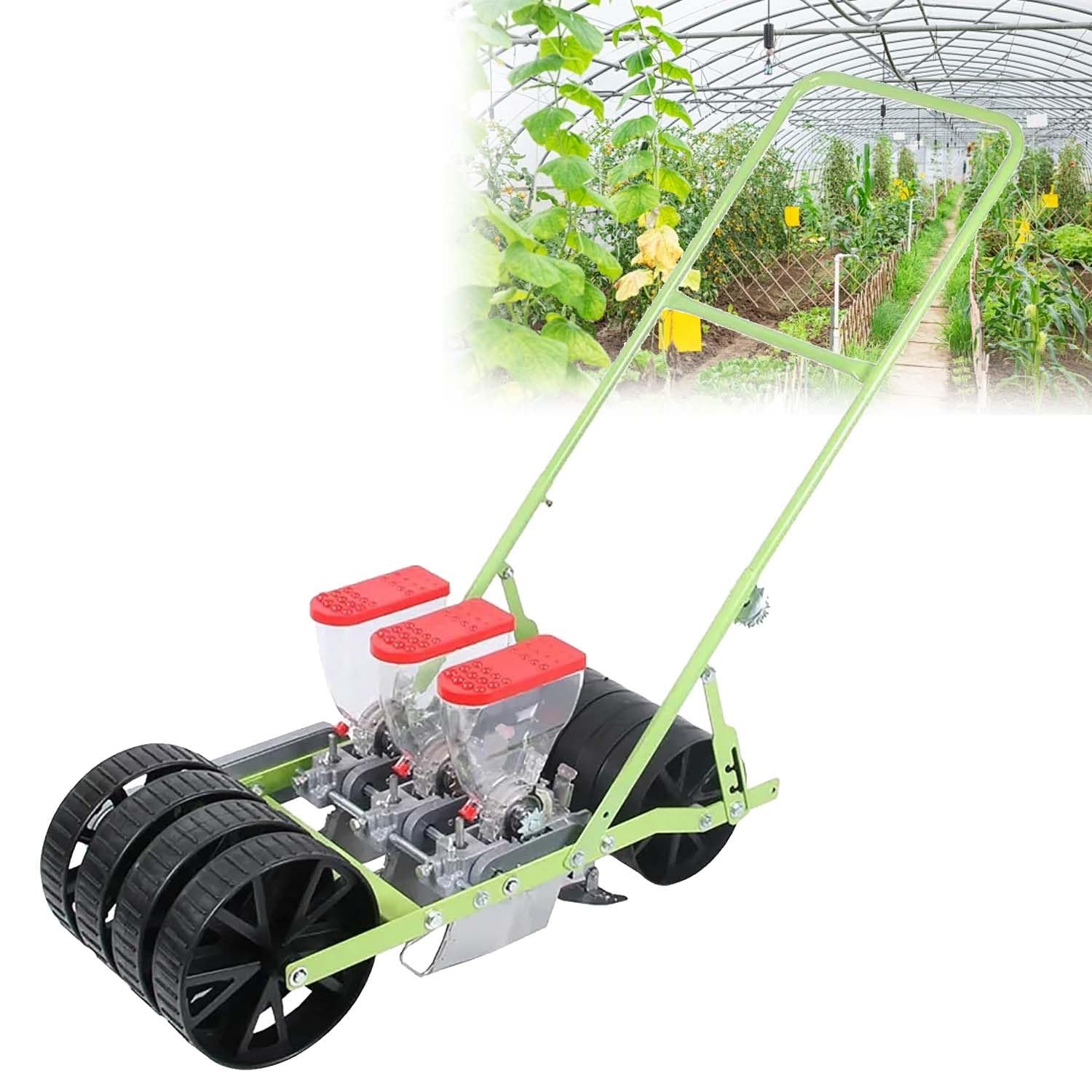 Seminatrice di Precisione per Ortaggi, Seminatrice da Giardino Regolabile con Spaziatura tra profondità Semina, Configurazioni da 1 A 6 File per Applicazioni Agricole su Piccola Scala(3 Line)