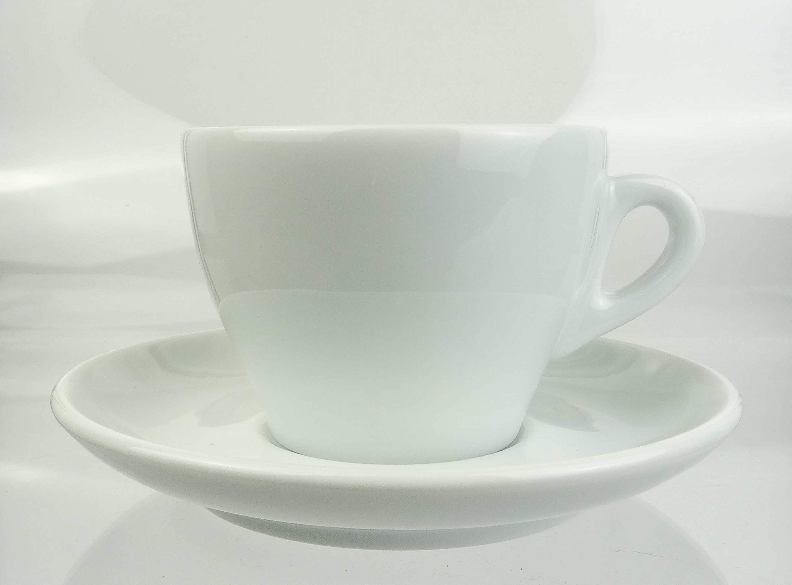 Italienische Cappuccinotasse | »Torino« | groß | Füllmenge (bis zur Oberkante): 200 ml | weiß | handgemacht | 6 Tassen & 6 Untertassen | Made in Italy