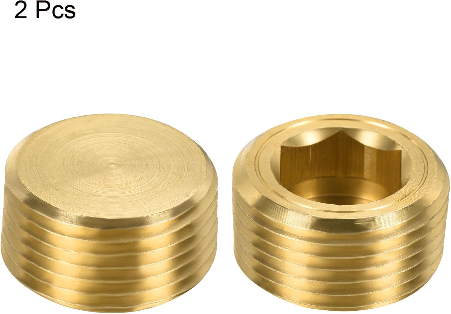 MECCANIXITY Brass Pipe Plug 3/4 NPT Male Thread Hex Internal Head Socket Fitting for Water Air Fuel Pipeline Pack of 2