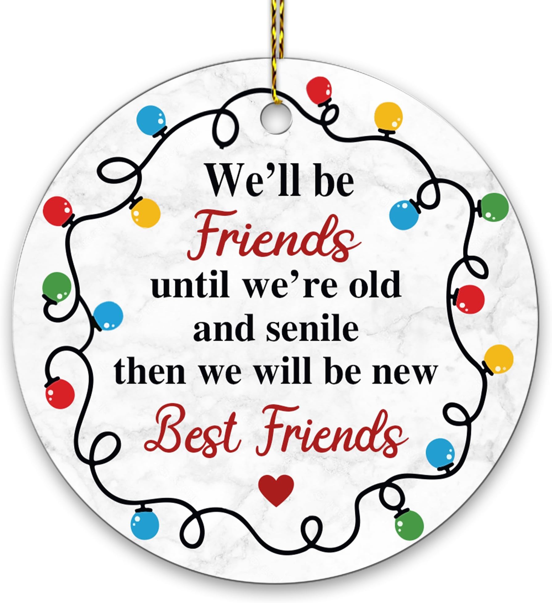 HyturtleFriend Christmas Ornament Gifts for Women - Friendship Ceramic Ornament 3'' Gifts for Women Friend - Bestie Gifts - Sister Gifts from Sister On Birthday - Xmas Tree Hanging Decoration
