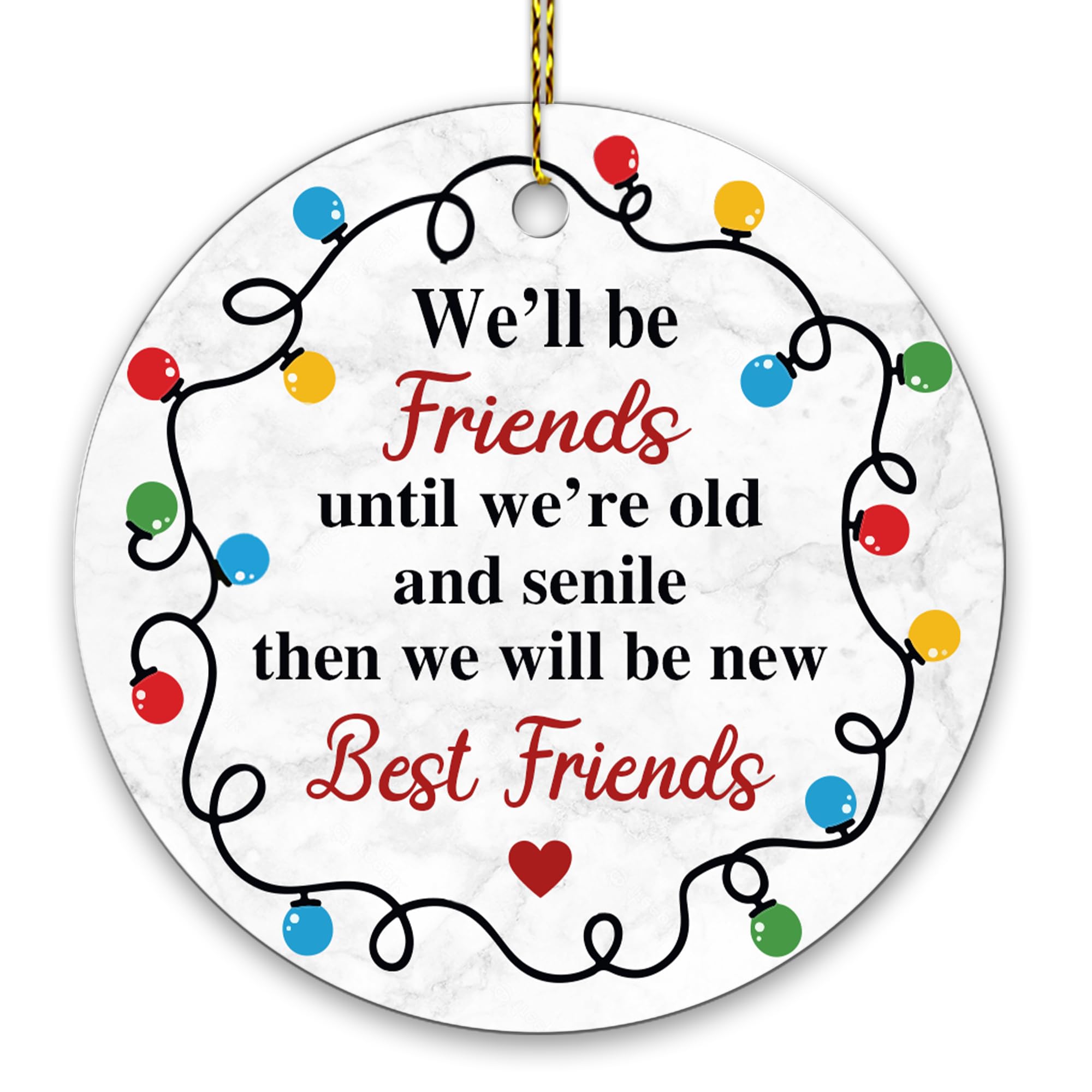 HyturtleFriend Christmas Ornament Gifts for Women - Friendship Ceramic Ornament 3'' Gifts for Women Friend - Bestie Gifts - Sister Gifts from Sister On Birthday - Xmas Tree Hanging Decoration