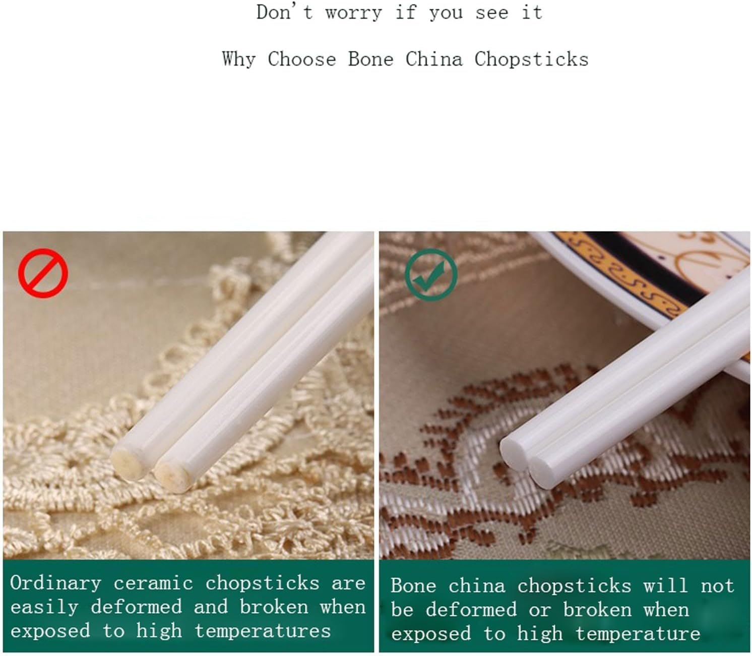 Baguettes réutilisables, baguettes réutilisables, baguettes jetables réutilisables, 10 paires de baguettes en porcelaine tendre, coffret cadeau, baguettes en céramique antidérapantes pour la maison
