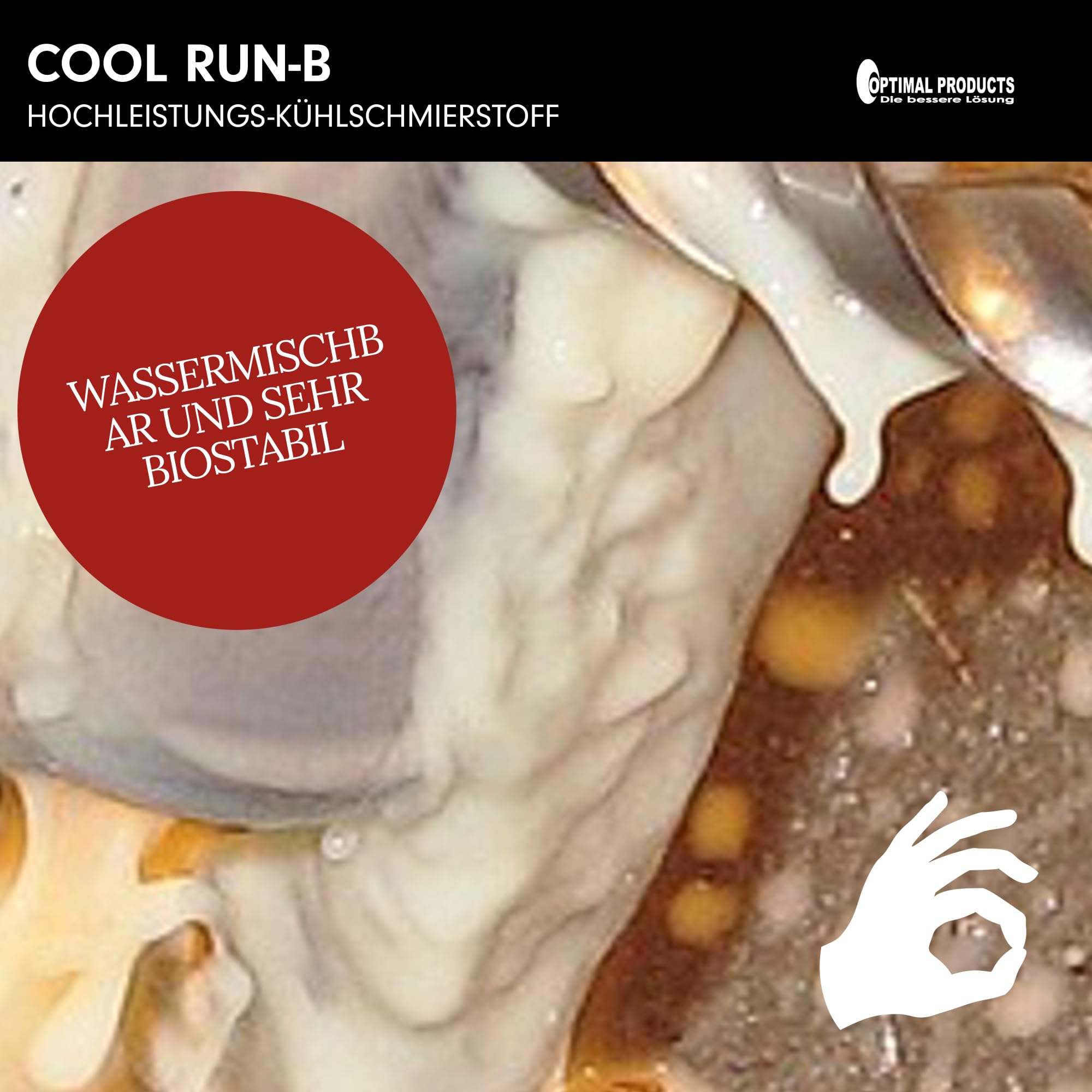Optimal Products Kühlschmierstoff Cool Run-B 10L - Bohrmilch, Wassermischbares Hochleistungs Kühlschmiermittel mit gutem Korrosionsschutz, Bohröl Schneidöl Metall