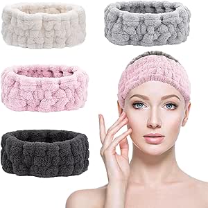 Fascia Capelli Per Trucco E Spa - Set 4 Pezzi In Flanella Morbida, Colorati - Foto 2