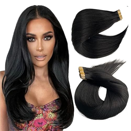 Extensiones de cabello con cinta, 22 pulgadas, color marrón chocolate a rubio caramelo, extensiones de cabello humano real, 1.76oz, 20 unidades,