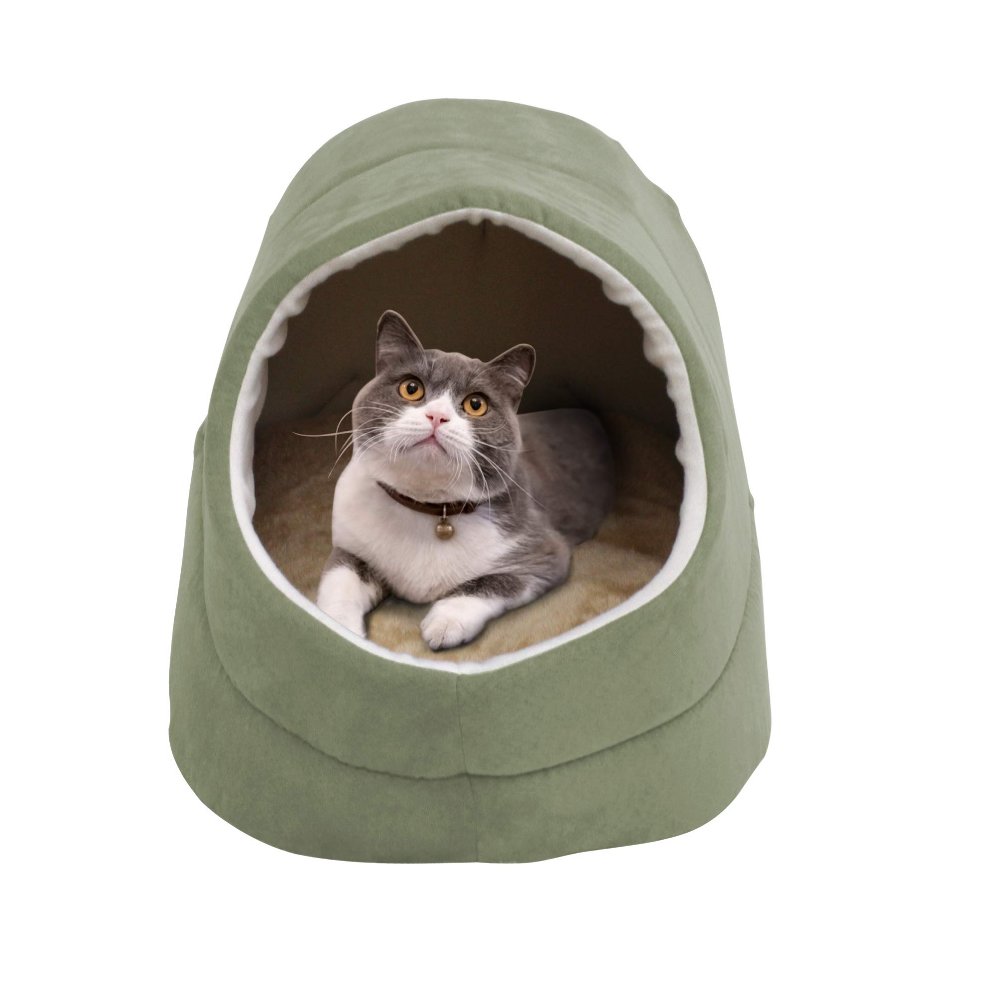 GOOPAWS - Cueva para gatos y cama cálida para gatos, escondite para mascotas, cueva para dormir (verde salvia-2)