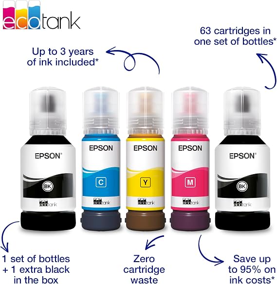 Epson EcoTank ET-3950 Ink Tank Printer | Home Office Use | Wireless | A4 | Duplex Print, Copy, Scan | 6.1cm LCD Screen | 30-Page ADF | Includes up to 3 Years of Ink