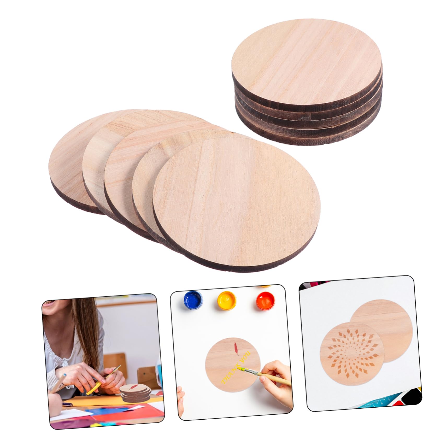 Uonlytech 3 Sätze Unbehandelte Runde Holzscheiben Für Diy Bastelprojekte Durchmesser Für Beschriftungen Malerei Und Kreative Handarbeiten 10 Stück * 3