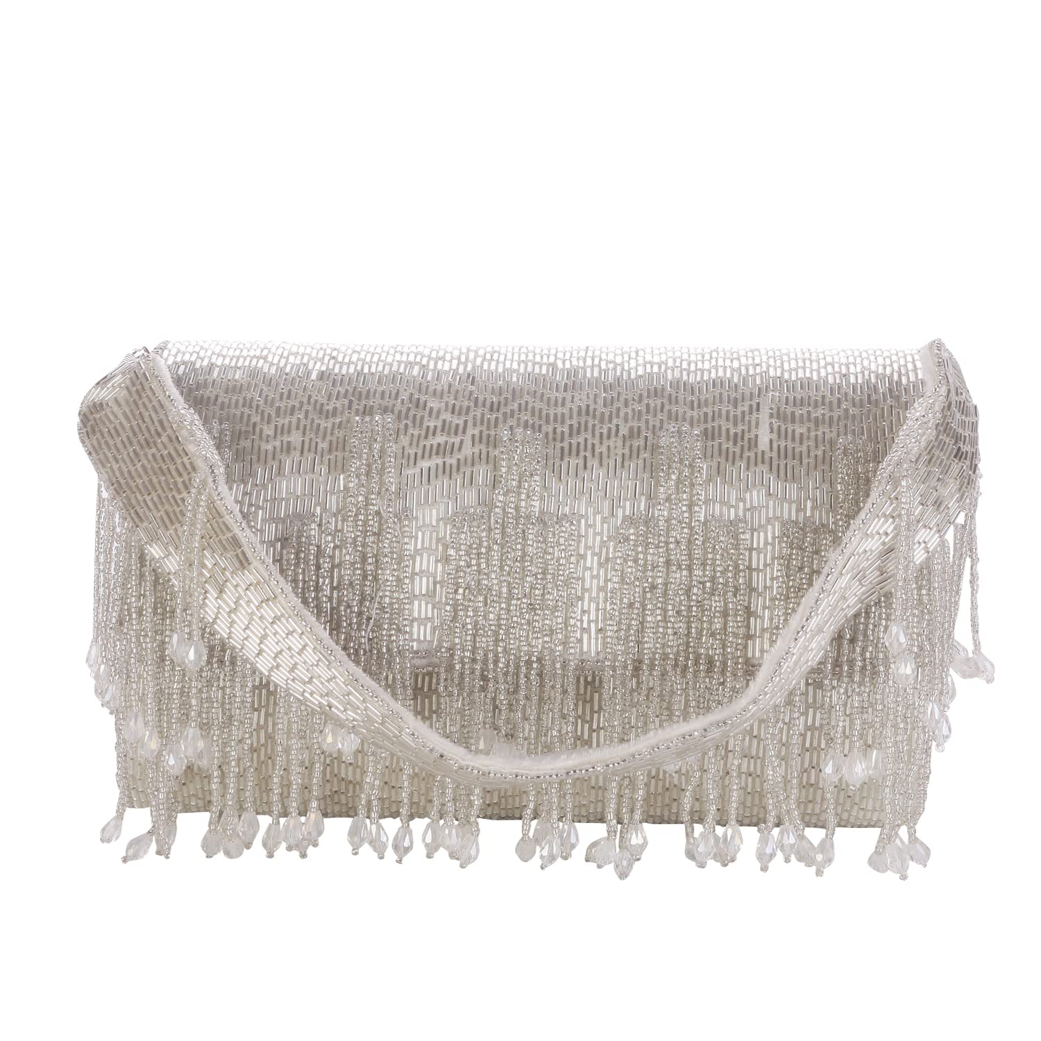 swisni Silver silver flap bag with heavy latkans II Women's Traditional Designer Clutch For Women & Girls II FLAP BAGS-picture-25