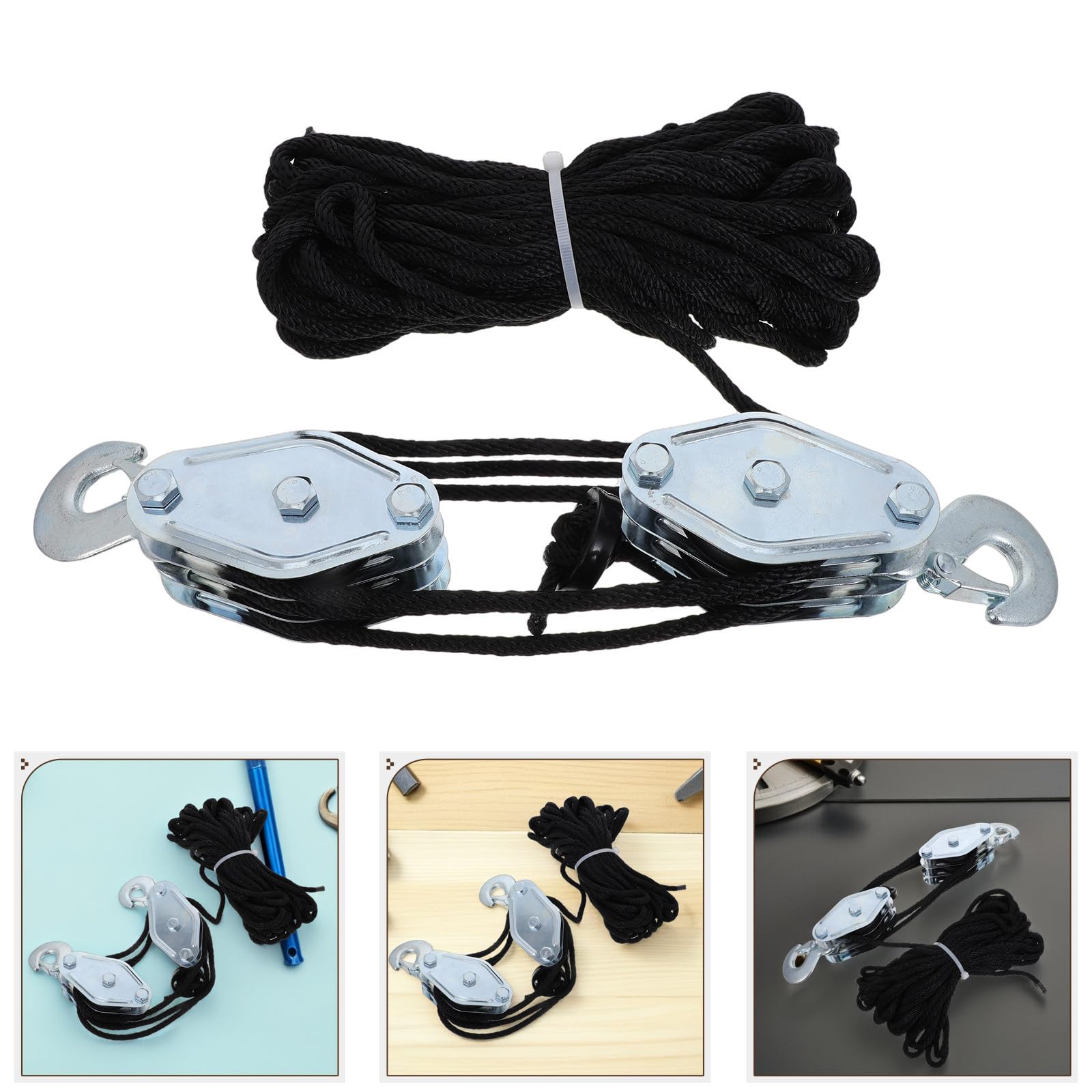 YARNOW Sistema de Polea de Garaje para Polipasto de Cuerda con Capacidad de 2200 Lb, Acero Aleado y Polietileno, Suave Adecuado para Almacenes y Equipos de Caza
