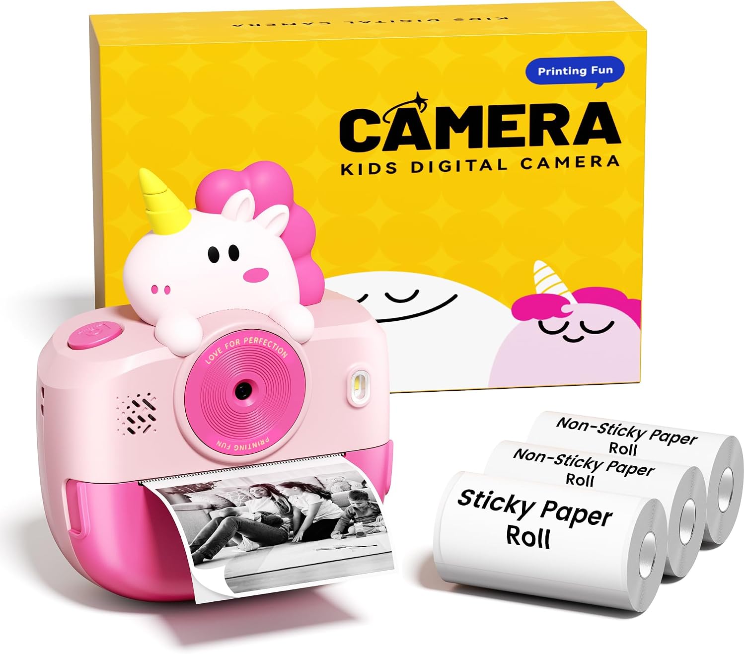 Instant Print Camera, Thermal Mini Photo Printer, Bluetooth Portable Instant Digital Camera, Cool Idea Gift for Birthday, Thermal Piture Instant Print Camera for Phone & Tablet