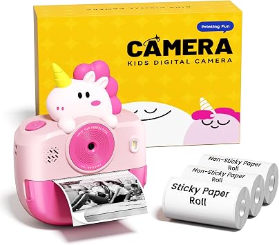 Instant Print Camera, Thermal Mini Photo Printer, Bluetooth Portable Instant Digital Camera, Cool Idea Gift for Birthday, Thermal Piture Instant Print Camera for Phone & Tablet